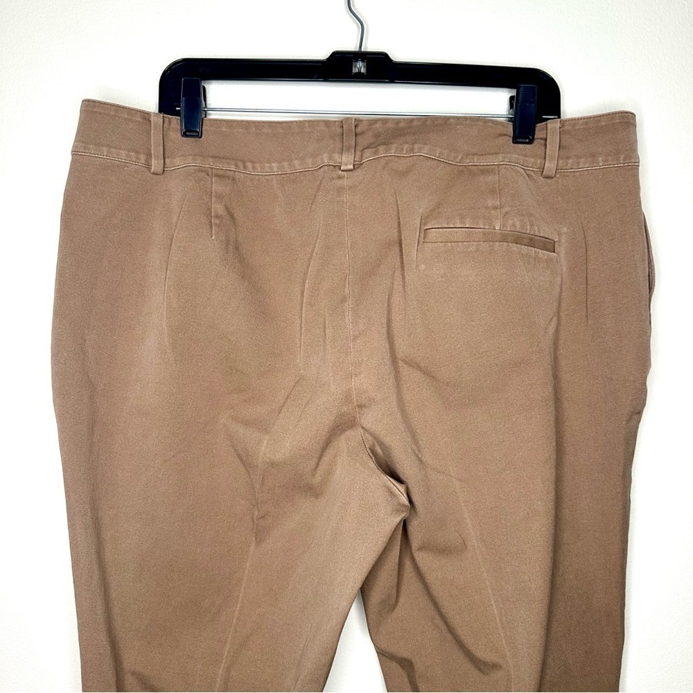 Ralph Lauren Tan Trousers Flat Front Cotton Blend Women’s Size 18W - Picture 3 of 7